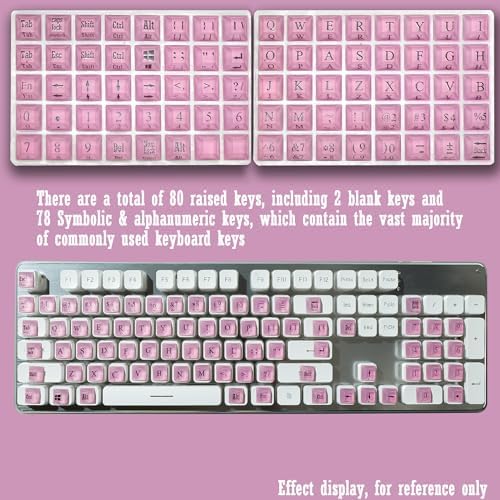 80 Pcs Long Nails Raised Keyboard Stickers for Typing & Gaming Gap Expander