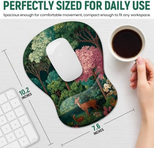 Ergonomic Mouse Pad with Wrist Rest, Gel Wrist Support, Forest
