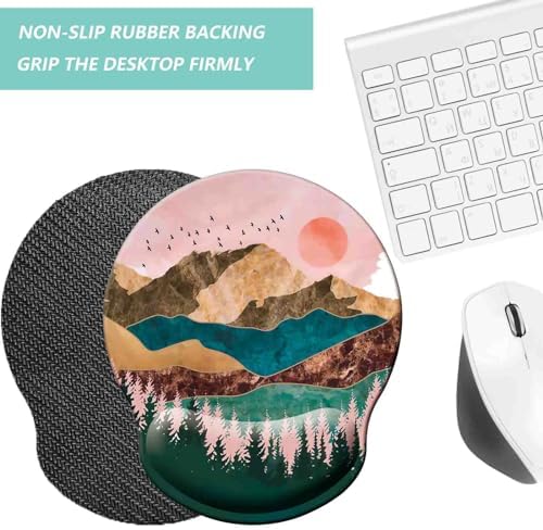 Mouse Pad with Wrist Support, Ergonomic Mouse Pad with Memory Foam Wrist Rest Cushion, Non-Slip Rubber Base Gaming Mice Pad for Home Office Computer Laptop, Sunrise