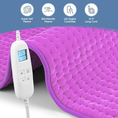 FluffyWarmth Electric Heating Pad for Back, Extra Large 17"x33", Ultra Soft