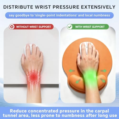 Ergonomic Mouse Pad with Wrist Rest, Lycra Surface, Orange