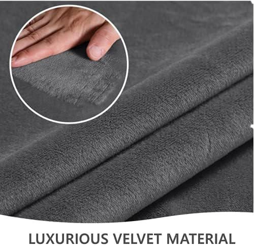 2 Pack Velvet Stretch Armrest Covers - Non Slip Sofa Chair Covers, Soft Elastic Arm Protectors for Living Room Couch, Office Chair, Recliner (Grey)