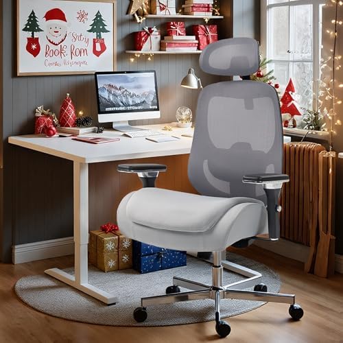 Big and Tall Office Chair 750lbs, Heavy Duty Ergonomic Mesh Desk Chair, 500+lbs Capacity, Extra Wide Seat, High Back Executive Computer Chair for Heavy People, Grey