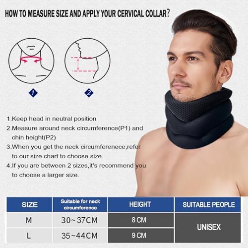 BingboPro® Neck Brace for Neck Pain and Support, Adjustable Soft Foam Cervical Collar Neck Support Brace for Sleeping, Pain Relief, Collar Cervical Stabilizer for Men Women