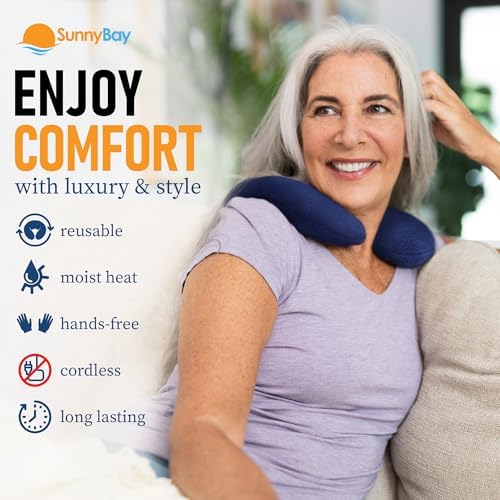 SunnyBay Microwavable Heating Pad, Neck Pillow, Flaxseed Fill, 2.5 lb, Navy