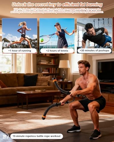Ropeless Battle Ropes, Adjustable Portable Workout Equipment for Home Gym