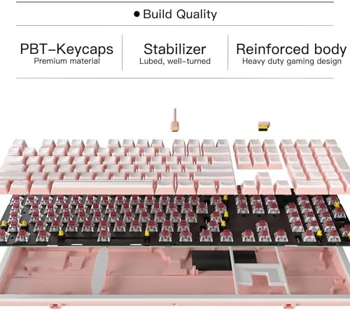 Hexgears X5 Wireless Mechanical Keyboard Full Size 108 Keys- Pink