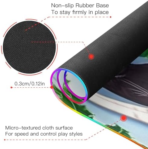 15W Wireless Charging Mouse Pad for Desk Cat Stretching RGB Gaming Mouse Pad Mat with 14 Light Modes & Non-Slip Rubber Base Smooth Surface for Gaming PC Laptop