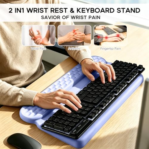 Wrist Rest with Keyboard Stand, Ergonomic Memory Foam Wrist Support