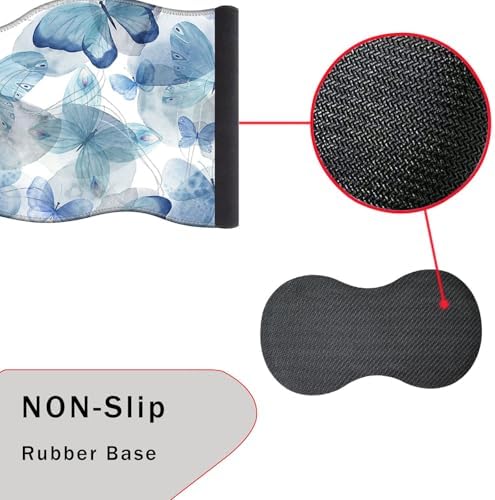Mouse Pad with Wrist Support + Desk Mat + Coaster 3 in 1 Set, XXL Large Gaming Mousepad Ergonomic Mouse Pads for Desk Computer Laptop Office,Blue Butterfly