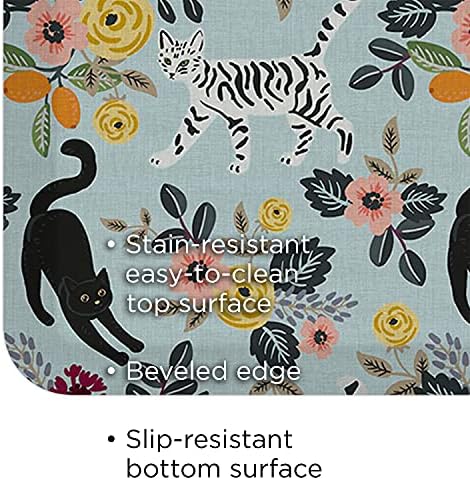 GelPro Designer Cushioned Anti-Fatigue Comfort Floor Mat, Padded Stain-Resistant, Waterproof, Non-Slip Comfort Padded Desk/Office Mat, 20 x 32, Funky Feline Blue Bloom