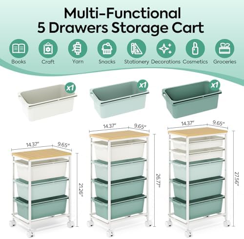 KINGBOARD Slim Rolling Cart with 3 Drawers, Metal Utility Storage Cart