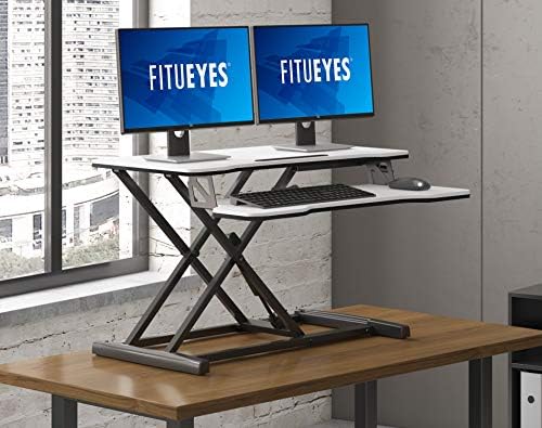 FITUEYES Height Adjustable Standing Desk 32” Wide Sit to Stand Converter