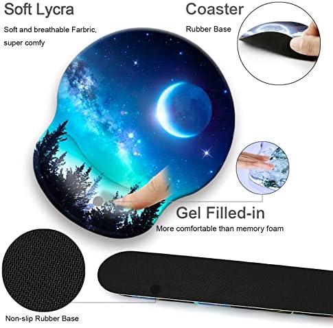 4 in 1 Mouse Pad Set with Wrist Rest for Keyboard,Desk Mat,Coaster-Forest