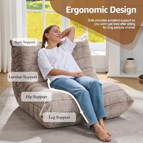 Hobestluk Adults Bean Bag Chair Faux Fur BeanBag Couch for Living Room
