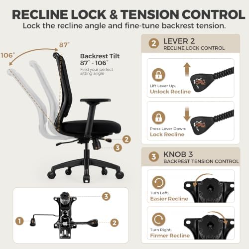 Heavy Duty Dual-Lever Office Chair Tilt Control Mechanism Replacement Parts