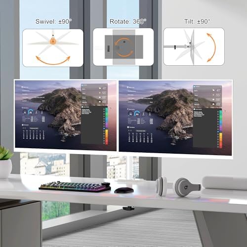 Pholiten Dual Monitor Stand for 2 Screens up to 38Inches, White