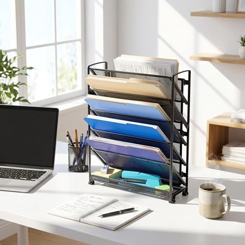 Simple Houseware 6-Tier Wall Mount Document Letter Tray Organizer, Black