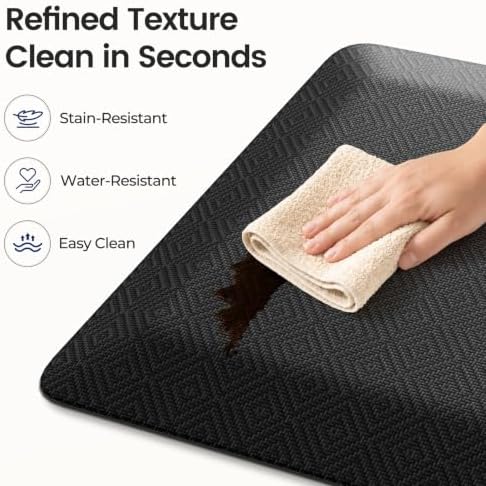 1" Extra Thick Anti Fatigue Kitchen Mats for Floor Standing Desk Mat, Black