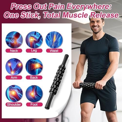 ZanLLW Muscle Roller Stick, Muscle Roller, Liposuction Massage Roller for Lymphatic Drainage, Massager Stick for Relief Muscle Soreness, Trigger Points, Help Exercise Runner Legs, Back Recovery