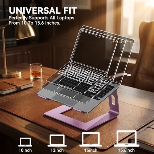 SOUNDANCE Laptop Stand, Aluminum Ergonomic Desk Riser, 10-15.6", Pink
