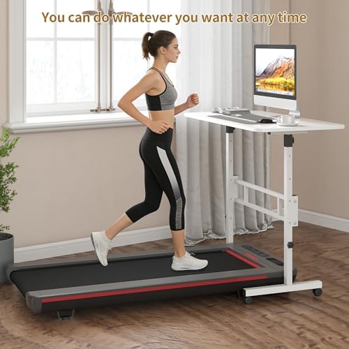 Panana Small Standing Desk Adjustable Height, Mobile Rolling Stand Up Desk with Wheels, 32 Inch Portable Rolling Desks Computer Office Workstations Walking Pad (White)
