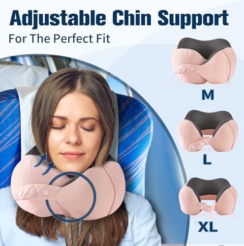 Cirorld Neck Pillow for Traveling, Travel Pillows for Airplanes Light Pink