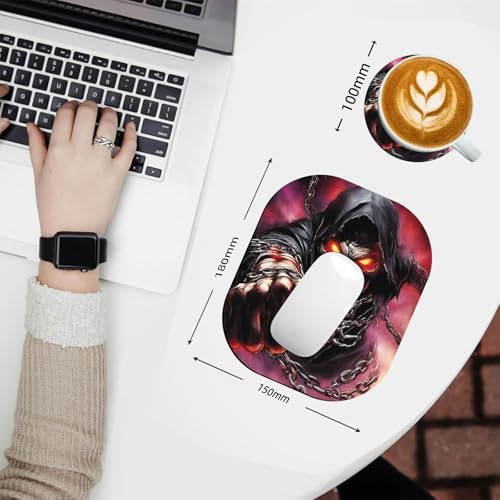 Small Mouse Pad，Mini Mouse Pad 6 x 7 Inch，for Laptop Keyboard Tray Wireless Mouse Home Office Travel，with Non-Slip Rubber Base, Waterproof Mouse Mat，Funny Skull Skeleton