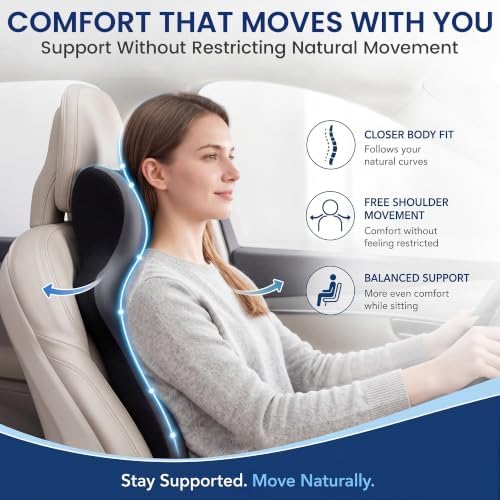 BALAPET One-Piece Car Headrest & Lumbar Support Pillow, Gray