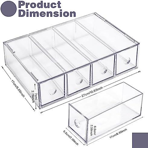Desk Organizer with 8 Drawers, 2-Pack Stackable Desktop Storage Box