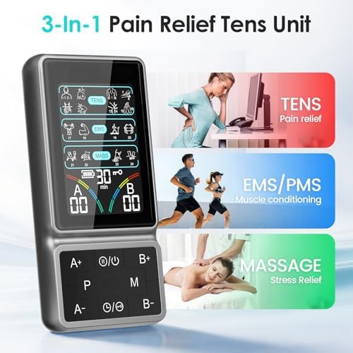 FDA Cleared TENS Unit Muscle Stimulator, HD Color Screen & 24 Modes