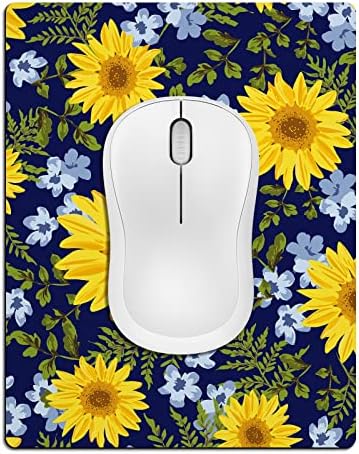 Small Mouse Pad Cute, Mini Mouse Pads for Wireless Mouse and Laptop, Travel Mousepad with Designs - Pretty Sunflowers, Portable Mousepads with Non-Slip Rubber Base for Women - 5.5 x 7 in