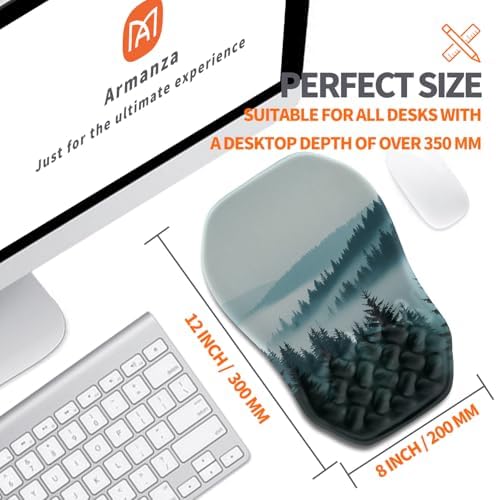 Ergonomic Slope Mouse Pad Wrist Support, Wrist Rest Mousepad for Carpal Tunnel Pain Relief with Massage Bulge and Slow Rebound Memory Foam (12x8 inch, Foggy Forest)