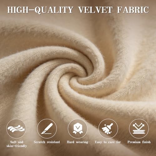 Soontrans Beige Velvet Gaming Chair with Embroidery Design