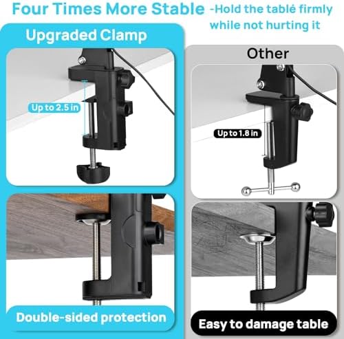 LED Magnifying Desk Lamp with Stand and Clamp for Repair, Crafts, Reading