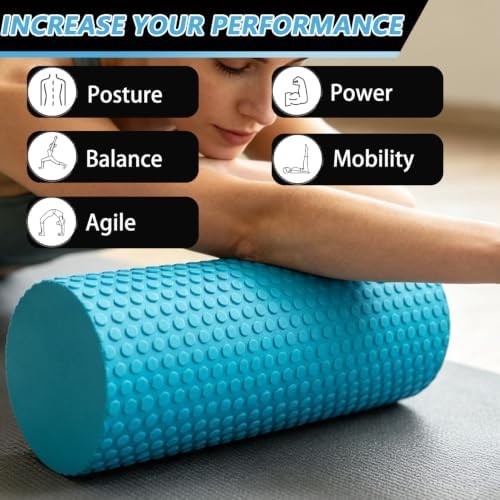Foam Roller for Exercise, Pilates, Back Physical Therapy, 12" X 6" Round