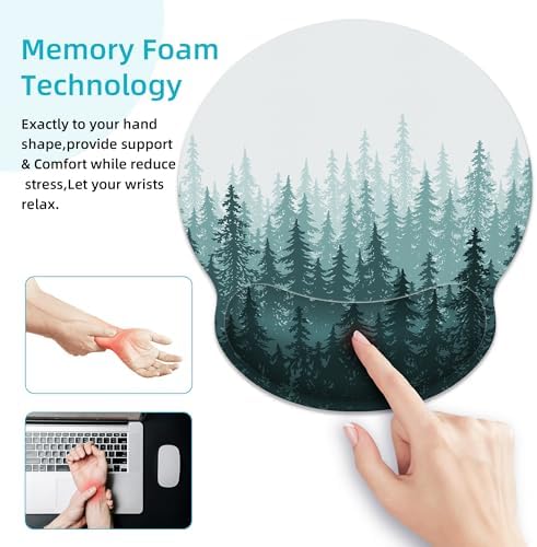 Green Forest Ergonomic Mouse Pad with Wrist Rest for Desk Work Office