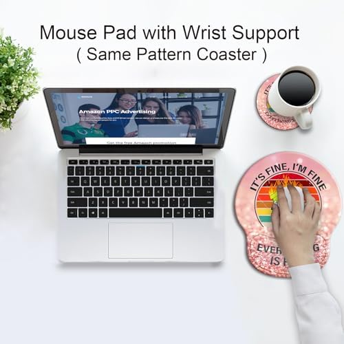 Ergonomic Mouse Pad with Wrist Support Rest,Large Mousepad Gel Wrist Rest, with Coaster Non-Slip & Pain Relief for Computer, Desk, Home&Office-Glitter Dumpster Fire