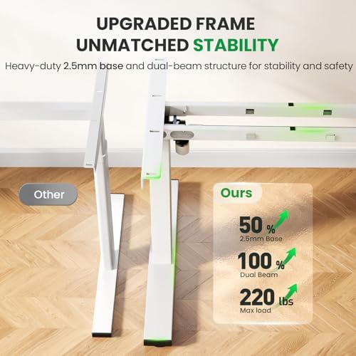 White 60x28 in Electric Standing Desk, 1 Inch Thick Tabletop