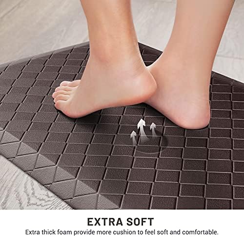 HappyTrends Kitchen Mat Cushioned Anti-Fatigue Floor Mat,17.3"x60",Thick Waterproof Non-Slip Kitchen Mats and Rugs Heavy Duty Ergonomic Comfort Rug for Kitchen,Floor,Office,Laundry,Chocolate