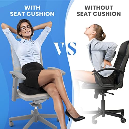 TushGuard Seat Cushion, Office Chair Cushions, Car Seat Cushion, Non-Slip Sciatica & Back Coccyx Tailbone Pain Relief Chair Pad for Computer Desk, Wheelchair, Driving (Black, X-Large) (Pack of 2)