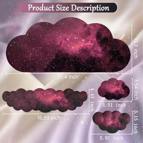 Cloud Mouse Pad Keyboard Wrist Rest for Mouse 4PCS Extended Galaxy Large Desk Mat Pad Set Memory Foam Non-Slip Cute Ergonomic Gaming Space Mouse Wrist Support for Computer Home Office Pink Black
