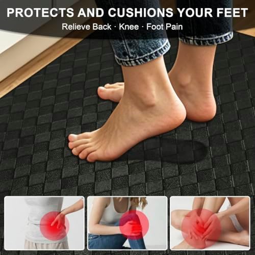 Kitchen Mats and Rugs Cushioned Anti-Fatigue, 47.2" x 70.9", Black