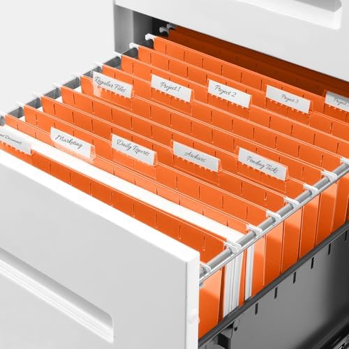 SUNEE Hanging File Folders, 25 Pack Letter Size Hanging File Folders with 1/5-Cut Tabs, Ideal for Home and Office Organization and Papers Classification,Orange