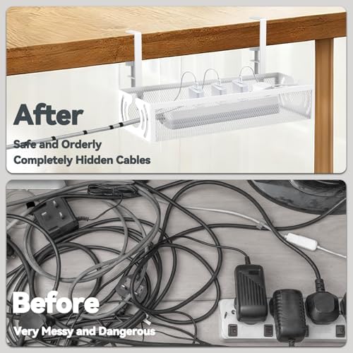 Cable Management, 15'' Under Desk Cable Management Tray No Drill