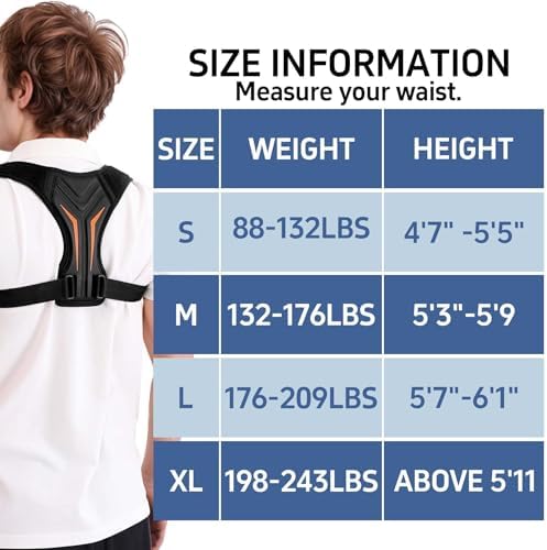 Posture Corrector for Women and Men Upper Back Brace Straightener Scoliosis (Midnight Black, X-Large)