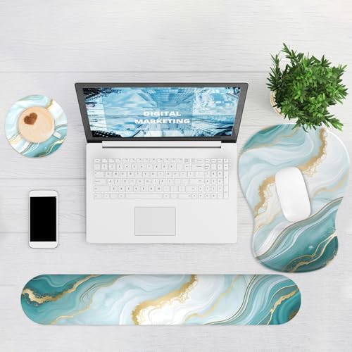 Ergonomic Mouse Pad with Wrist Rest and Keyboard Wrist Rest, Gel Mousepad