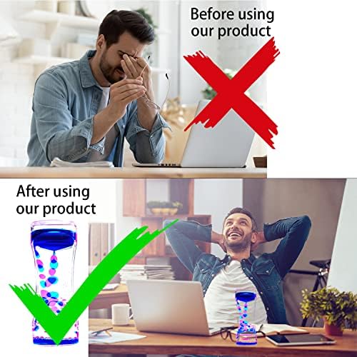 FKYTION Liquid Motion Bubbler Timer Pack of 5 Colorful Hourglass Liquid Bubbler Sensory Anxiety Toys Autism ADHD Fidget Toys Children Activity Calm Relaxing Desk Toys for Kid's Teenager Adults