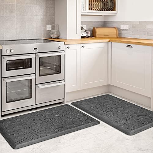 KMAT 2PCS Kitchen Mat Cushioned Anti-Fatigue Comfort Standing Mat Rug