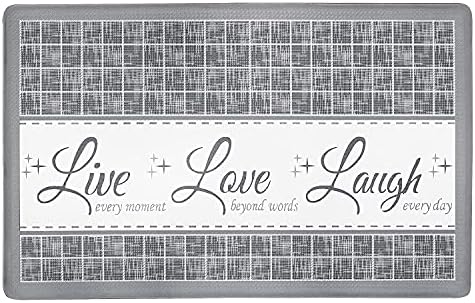 Anti-Fatigue Floor Comfort Mat, 18 x 30 in, Live, Love, Laugh Grey
